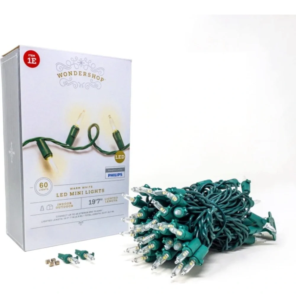 Wondershop LED Christmas Light 20 ft with 60 Warm White Bulbs